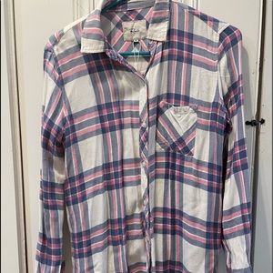 Rails pink and blue plaid button up